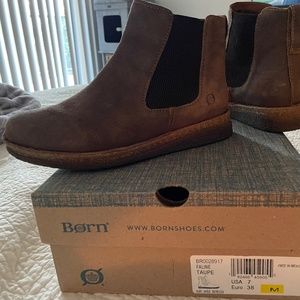 Born Suede Faline Pull-On Boots, Taupe/Brown 7